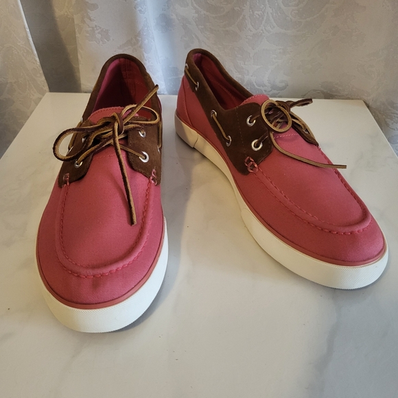 NWOT Polo Ralph Lauren Rylander, Canvas Boat Shoes, Men's Size 12D, Pink